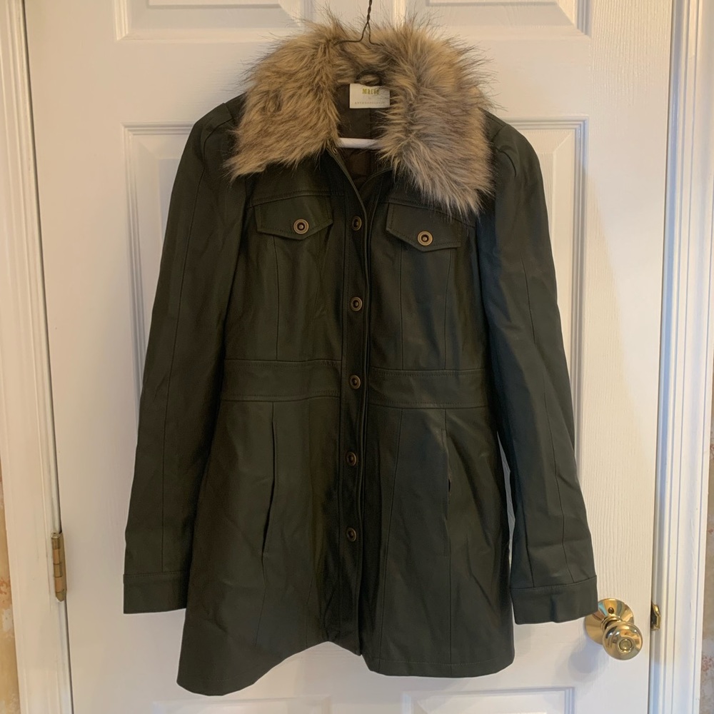 Anthropologie Maeve Faux Leather Coat
